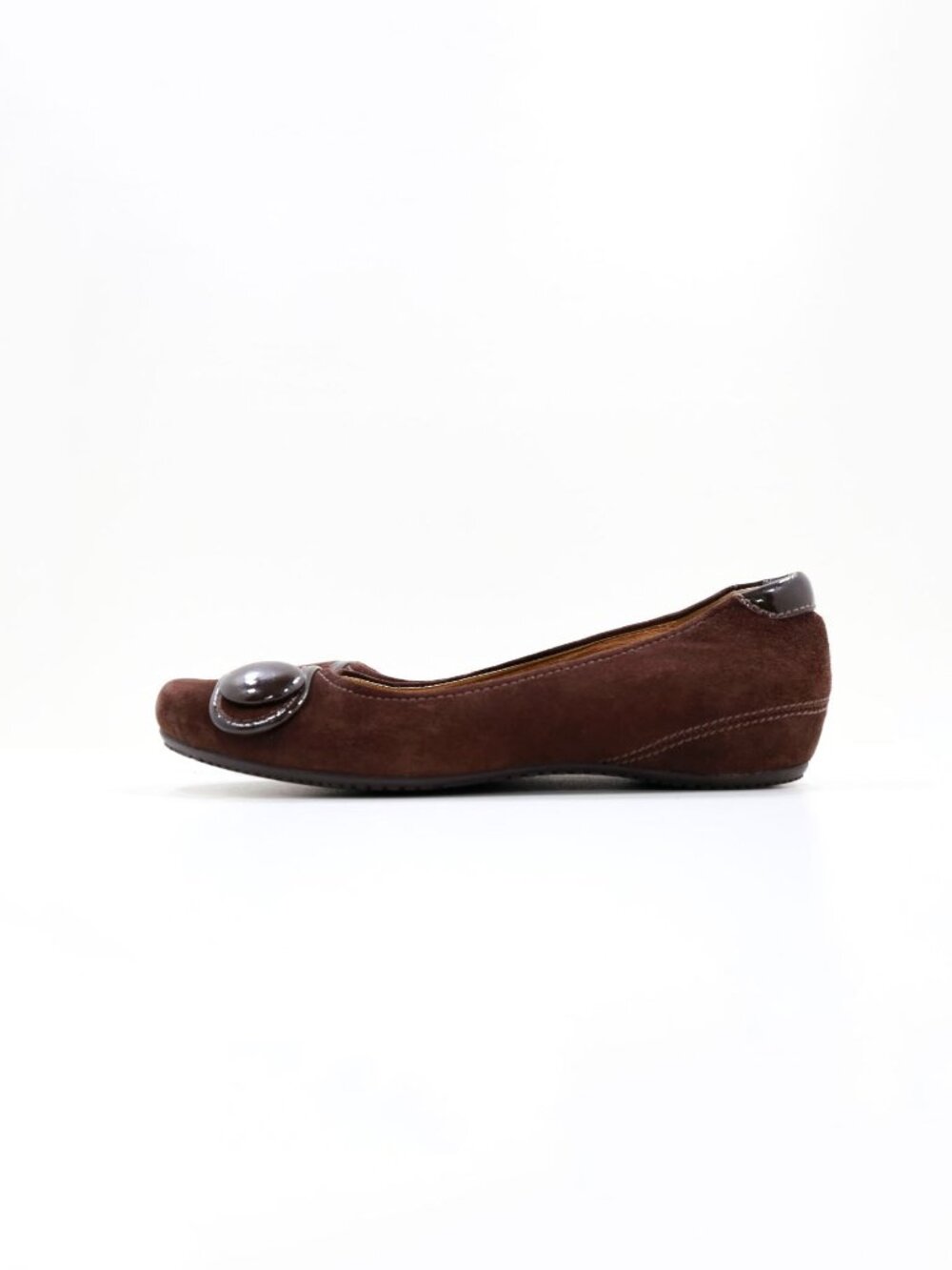 Ecco Boullion Button Brown Suede Leather Ballet Flats - 8.5/EU 39